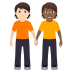 🧑🏻‍🤝‍🧑🏾 people holding hands: light skin tone, medium-dark skin tone display on JoyPixels